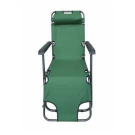 Сгъваем къмпинг 3-позиционен стол, 153х60х80см, с възглавница, T4001 зелен