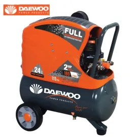 Монофазен бутален компресор DAEWOO DAAC24DN, 1.5 kW, 169 л/мин, 24 л, 8 бара, с директно куплиране Монофазен бутален компресор DAEWOO DAAC24DN, 1.5 kW, 169 л/мин, 24 л, 8 бара, с директно куплиране