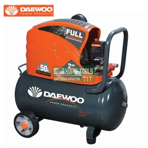 Монофазен бутален компресор DAEWOO DAAC50DN, 1.5 kW, 169 л/мин, 50 л, 8 бара, с директно куплиране
