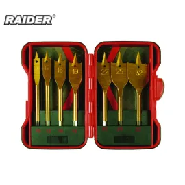 Комплект плоски свредла за дърво Raider, 1/4" HEX, 7 броя Комплект плоски свредла за дърво Raider, 1/4" HEX, 7 броя