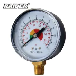 Манометър Raider, 1/4 RD, 0-12 бара Манометър Raider, 1/4 RD, 0-12 бара