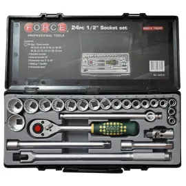 Гедоре комплект FORCE 4243-5, 1/2'', 10-32 мм, 24 части Гедоре комплект FORCE 4243-5, 1/2'', 10-32 мм, 24 части