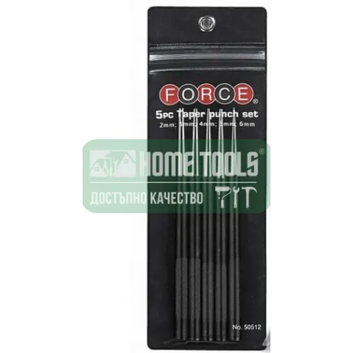 Комплект пробои Force 50511/ L185, 5 броя, Ø 2.5-10 мм /
