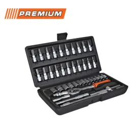 Комплект гедоре 1/4" 45 части Premium