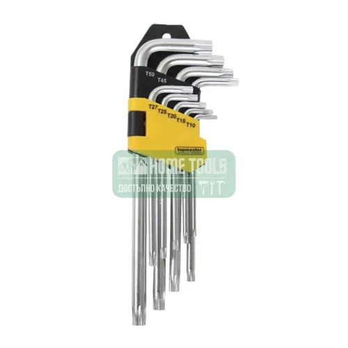 Комплект шестограми Topmaster, 80-207 мм, Т10-Т50, 9 бр.