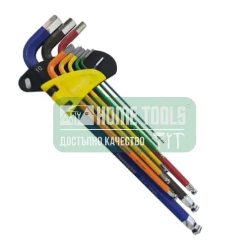 Комплект удължени цветни шестограми Topmaster, Torx, TT10-50, 9 бр.
