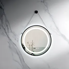 LED Огледало 60x60см с алуминиева черна рамка часовник сензор LED600 LED Огледало 60x60см с алуминиева черна рамка часовник сензор LED600