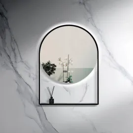 LED Огледало 60х80см черна рамка, часовник, сензор LED601 LED Огледало 60х80см черна рамка, часовник, сензор LED601