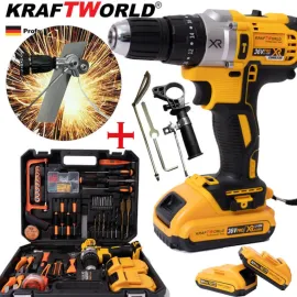 Немски Акумулаторен Ударен Винтоверт KraftWorld XR + Приставка за Рязане на Метал Немски Акумулаторен Ударен Винтоверт KraftWorld XR + Приставка за Рязане на Метал