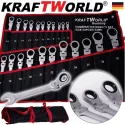 ПЪЛЕН КОМПЛЕКТ Немски Тресчотни ключове 22 части KraftWorld 6-32мм с чупещо рамо