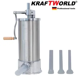 Машина за пълнене на колбаси от неръждаема стомана, вертикална, натоварване 4 кг, 3 фунии Пълначка за наденички