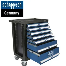 Количка с инструменти Scheppach TW1100, 7 чекеджета, 70 броя инструменти
