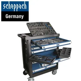 Количка с инструменти Scheppach TW1100, 7 чекеджета, 70 броя инструменти