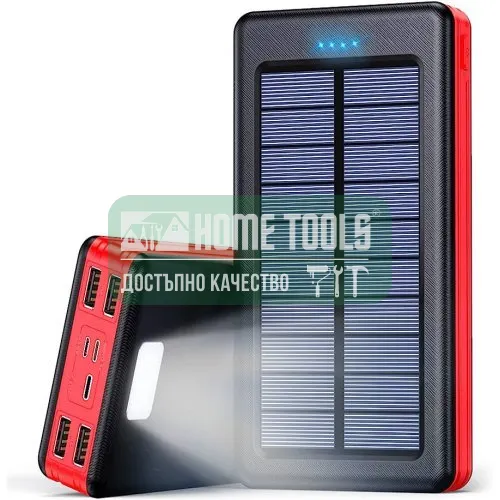 Power Bank за телефони UKC 60000 mAh със соларен панел 4 USB с 3 адаптера