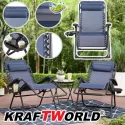 Градински сгъваем стол тип "шезлонг" KraftWorld с поставка за чаши