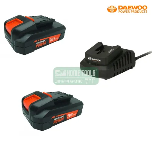 Стартов пакет DAEWOO START PACK Li2 UNI-BAT, 20 V, 2 Ah, 2 батерии и зарядно