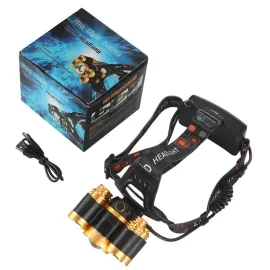 Супер мощен LED челник с акумулаторни батерии и 5 LED диода