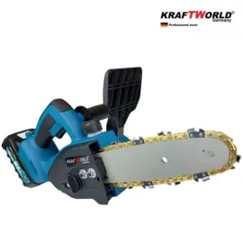 Немски Акумулаторен Трион KraftWorld 38V 10Ah + 2 Вериги - Резачка за клони с омасляване на веригата Немски Акумулаторен Трион KraftWorld 38V 10Ah + 2 Вериги - Резачка за клони с омасляване на веригата