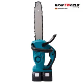 Немска акумулаторна резачка за дърва KraftWorld 2х 42V 10Ah, верижен трион с двойна батерия и две зарядни