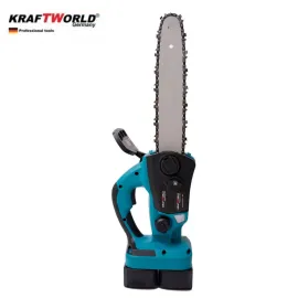 Немска акумулаторна резачка за дърва KraftWorld 2х 42V 10Ah, верижен трион с двойна батерия и две зарядни