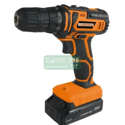 Акумулаторен винтоверт Premium, 20 V, 2 Ah, 35 Nm, с батерия 2 Ah и зарядно