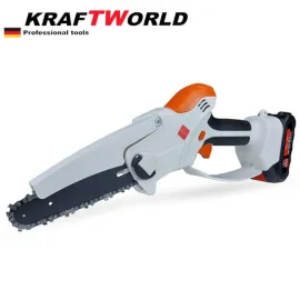 Немски Акумулаторен Трион с Омасляване KraftWorld 25см 36V 8Ah + 2 Вериги и 1 шина, Мини Резачка за Клони Немски Акумулаторен Трион с Омасляване KraftWorld 25см 36V 8Ah + 2 Вериги и 1 шина, Мини Резачка за Клони