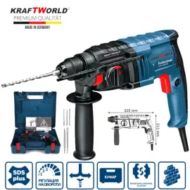 Перфоратор 850W, 2.2kg, 26MM, 3 функции, рег. обороти, KraftWorld Germany Перфоратор 850W, 2.2kg, 26MM, 3 функции, рег. обороти, KraftWorld Germany