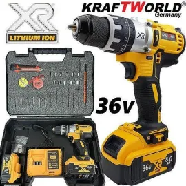Акумулаторен ударен винтоверт, KraftWorld, XR 36V, 8A, с инструменти Акумулаторен ударен винтоверт, KraftWorld, XR 36V, 8A, с инструменти