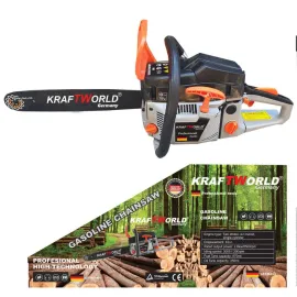 Бензинова резачка за дърва KraftWorld 72 куб. - Бензинов моторен трион 5к.+ верига Бензинова резачка за дърва KraftWorld 72 куб. - Бензинов моторен трион 5к.+ верига