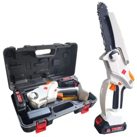 Aкумулаторна мини резачка, 15см, KraftWorld, в комплект с 2бр вериги и 2бр 36V, 8AH батерии