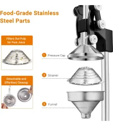 Професионална ръчна цитрус преса от чугун и неръждаема стомана