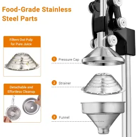 Професионална ръчна цитрус преса от чугун и неръждаема стомана