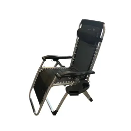 Сгъваем къмпинг стол-шезлонг с поставка за чаши и телефон Сгъваем къмпинг стол-шезлонг с поставка за чаши и телефон