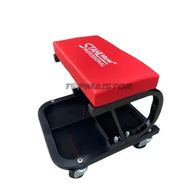 Немски работен стол с рафт за инструменти - подвижен стол за автосервиз до 150кг