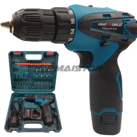 Немски Акумулаторен винтоверт KraftWorld 18V + вложки и удължение