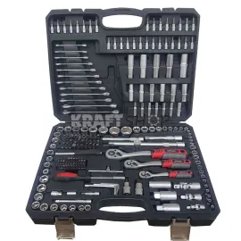 НОВ УСИЛЕН МОДЕЛ Немски Куфар с Инструменти 216ч Stahl Mayer Гедоре с 3бр Тресчотка и Звездогаечни Ключове 8-22