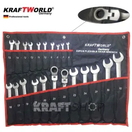 ПЪЛЕН КОМПЛЕКТ Немски Тресчотни ключове 22ч KraftWorld 6-32мм с чупещо рамо