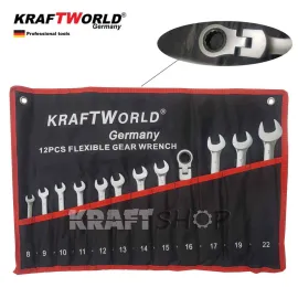Звездогаечни тресчотни ключове 8-22мм KraftWorld с чупещо рамо