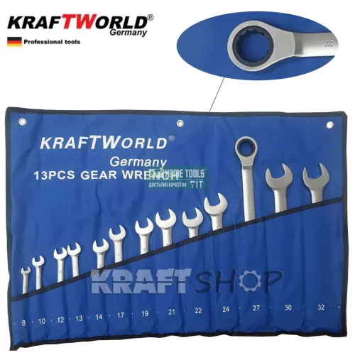 Звездогаечни тресчотни ключове 8-32мм KraftWorld