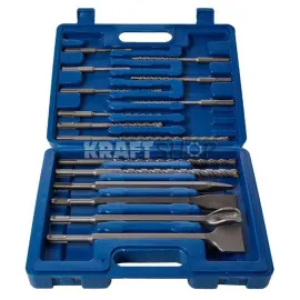 Комплект SDS Plus свредла и шила за перфоратор къртач бормашина Silverline, куфар, 15 бр. Комплект SDS Plus свредла и шила за перфоратор къртач бормашина Silverline, куфар, 15 бр.