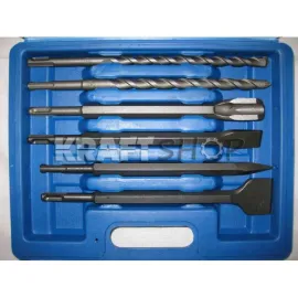 Комплект SDS Plus свредла и шила за перфоратор къртач бормашина Silverline, куфар, 15 бр. Комплект SDS Plus свредла и шила за перфоратор къртач бормашина Silverline, куфар, 15 бр.