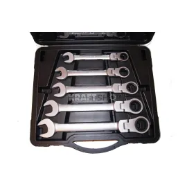 К-т звездогаечни тресчотни ключове с чупещо рамо от 8мм до 32мм 13 части KRAFTWELLE Germany  К-т звездогаечни тресчотни ключове с чупещо рамо от 8мм до 32мм 13 части KRAFTWELLE Germany