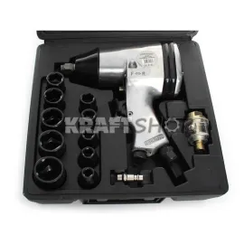 Пневматичен гайковерт 1/2” 650нм комплект 17 части в куфар KRAFTWELLE  Пневматичен гайковерт 1/2” 650нм комплект 17 части в куфар KRAFTWELLE