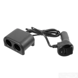 Разклонител за запалка Olesson, 2 гнезда, 1 USB, вграден ВОЛТМЕТЪР Разклонител за запалка Olesson, 2 гнезда, 1 USB, вграден ВОЛТМЕТЪР