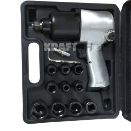 Пневматичен гайковерт 1/2" + вложки 1200нм в куфар Пневматичен гайковерт 1/2" + вложки 1200нм в куфар