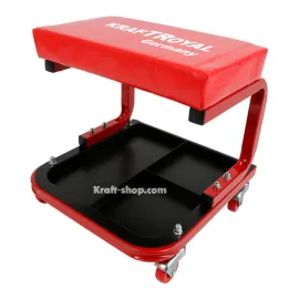 Немски работен стол с рафт за инструменти - подвижен стол за автосервиз до 150кг Немски работен стол с рафт за инструменти - подвижен стол за автосервиз до 150кг
