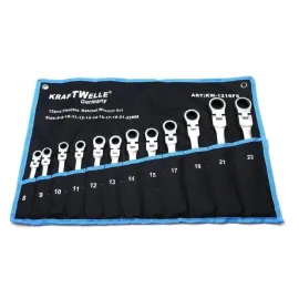 Звездогаечни тресчотни ключове 8-22мм KrafTWelle с чупещо рамо Звездогаечни тресчотни ключове 8-22мм KrafTWelle с чупещо рамо