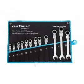 Звездогаечни тресчотни ключове 8-22мм KrafTWelle с чупещо рамо Звездогаечни тресчотни ключове 8-22мм KrafTWelle с чупещо рамо