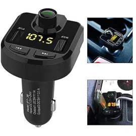 FM трансмитер с Bluetooth за автомобил- 2в1 зарядно за кола с LCD дисплей и 2бр USB вход