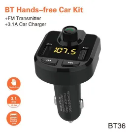 FM трансмитер с Bluetooth за автомобил- 2в1 зарядно за кола с LCD дисплей и 2бр USB вход